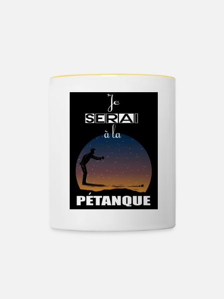 Ich werde im Pétanque sein - Tasse zweifarbig - Weiß/Gelb