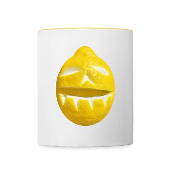 lemon - funny - lemon - limoncello - face - Contrasting Mug - white/yellow - Front
