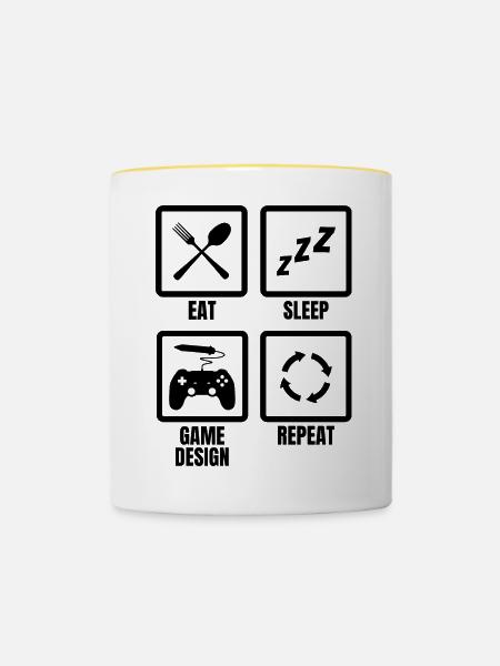Game Design Routine - Tasse zweifarbig - Weiß/Gelb