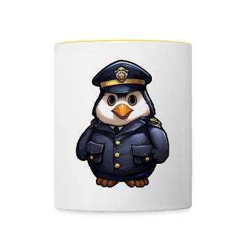 Penguin Policewoman - Contrasting Mug - white/yellow - Front