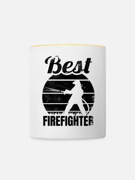Best Firefighter - Tasse zweifarbig - Weiß/Gelb