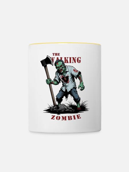 The Walking Zombie - Tasse zweifarbig - Weiß/Gelb