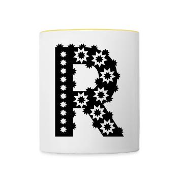 Letter R - Contrasting Mug - white/yellow - Front