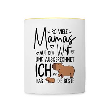 So viele Mamas Beste Mama Baby Muttertag Geschenk - Tasse zweifarbig - Weiß/Gelb - Vorne