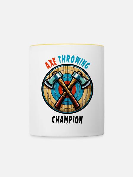 Axtwerfen Axt Sport Design - Tasse zweifarbig - Weiß/Gelb
