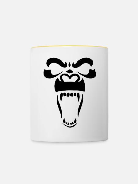 Schwarzer Gorilla - Tasse zweifarbig - Weiß/Gelb