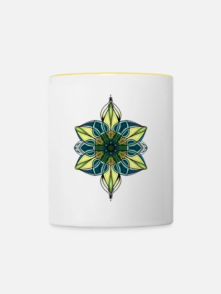 Ornament - Tasse zweifarbig - Weiß/Gelb