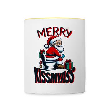 Drôle de Père Noël - Mug contrasté - blanc/jaune - Devant
