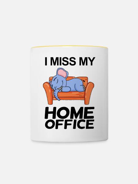 Home Office Spruch lustig - Tasse zweifarbig - Weiß/Gelb