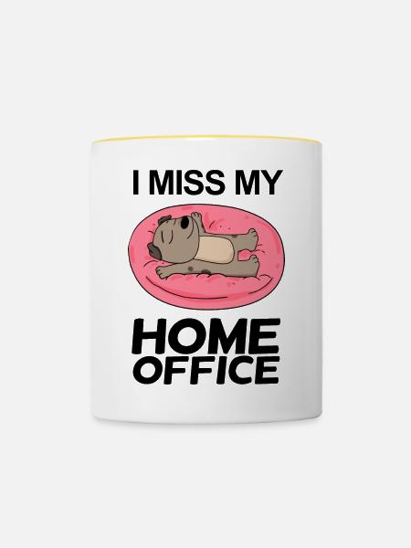 Home Office Spruch lustig - Tasse zweifarbig - Weiß/Gelb