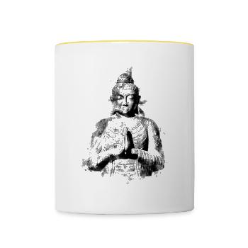 Buddha - Tasse zweifarbig - Weiß/Gelb - Vorne