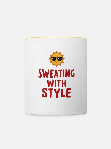Sweating with Style - Tasse zweifarbig - Weiß/Gelb