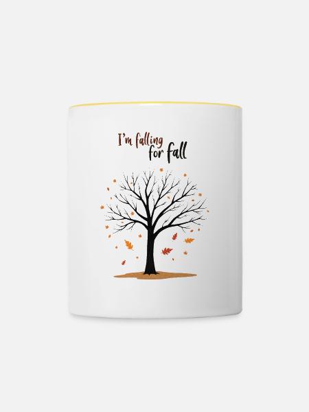 Kahler Baum „Herbstverliebt“ Humor - Tasse zweifarbig - Weiß/Gelb
