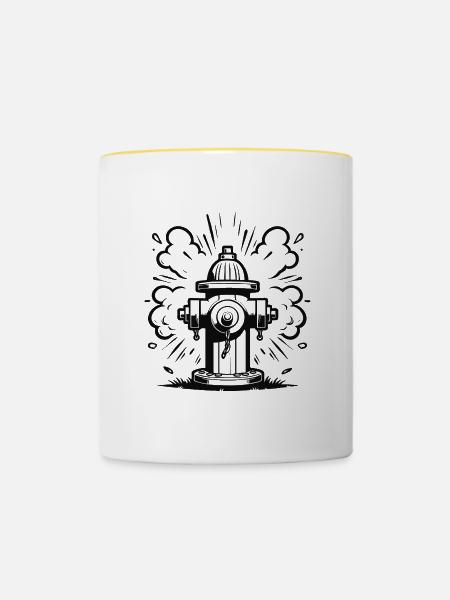 Retro Hydrant – Klassischer Hydranten Design - Tasse zweifarbig - Weiß/Gelb