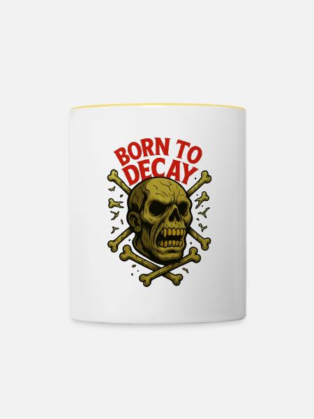 Geboren zum Verfall - Tasse zweifarbig - Weiß/Gelb