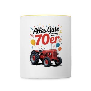 Cadeau d’anniversaire Papy des années 70 - Mug contrasté - blanc/jaune - Devant