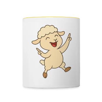 Dancing Lamb - Contrasting Mug - white/yellow - Front