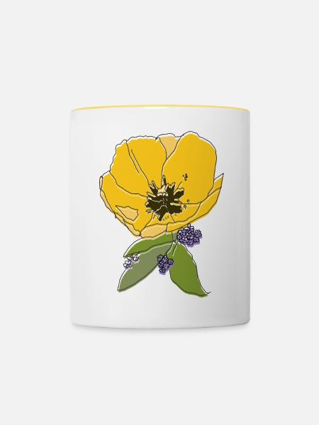 Tulpe mit Veilchen - Tasse zweifarbig - Weiß/Gelb