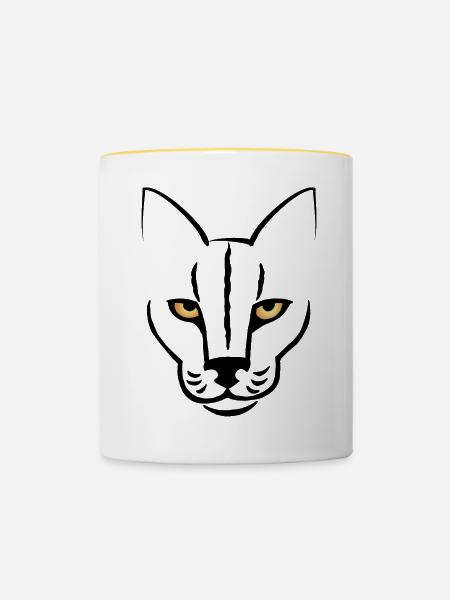 Der Blick der Katze - Tasse zweifarbig - Weiß/Gelb