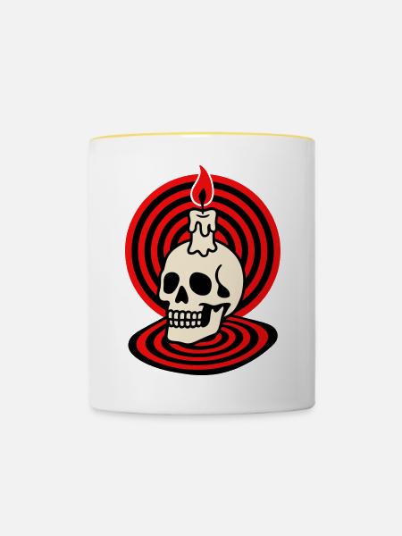 Hypno Skull - Tasse zweifarbig - Weiß/Gelb