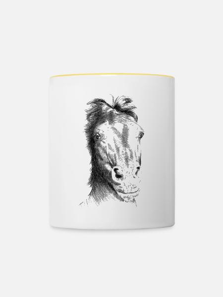 Pferd - Tasse zweifarbig - Weiß/Gelb
