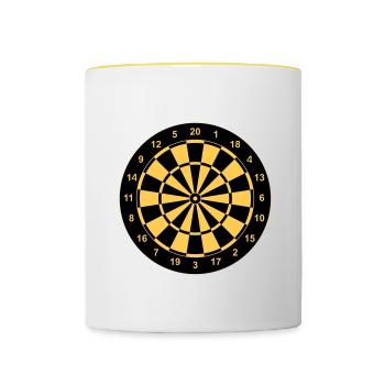 Dartscheibe - Tasse zweifarbig - Weiß/Gelb - Vorne
