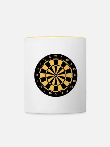 Dartscheibe - Tasse zweifarbig - Weiß/Gelb