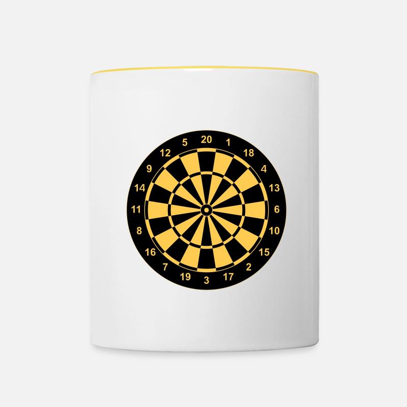 Dartscheibe - Tasse zweifarbig - Weiß/Gelb