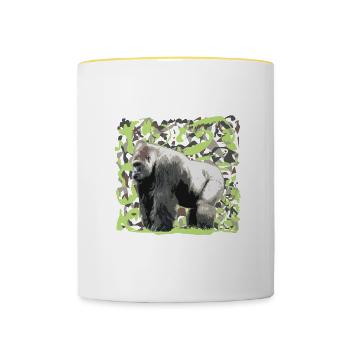 Großer afrikanischer schwarzer Gorilla Dschungelboden - Tasse zweifarbig - Weiß/Gelb - Vorne
