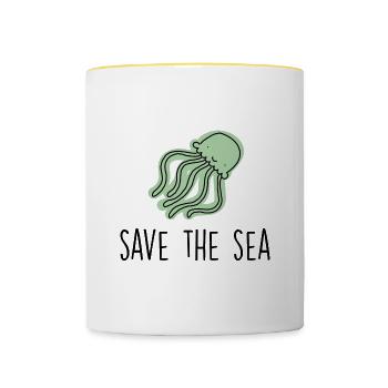 Save the sea - Jellyfish - Contrasting Mug - white/yellow - Front