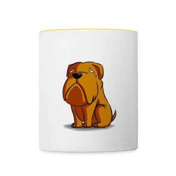 Brauner Hund - Tasse zweifarbig - Weiß/Gelb - Vorne