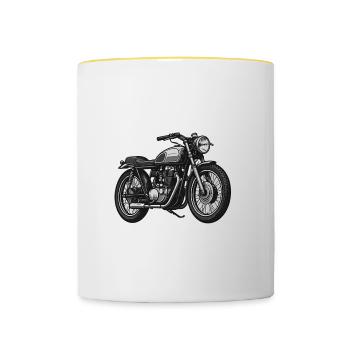 Cafe Racer - Klassische Motorrad-Legende im Detail - Tasse zweifarbig - Weiß/Gelb - Vorne