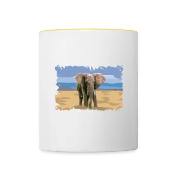 Kleiner afrikanischer Elefant elephanto savannah sky - Tasse zweifarbig - Weiß/Gelb - Vorne