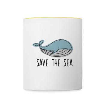 Save the sea - Whale - Contrasting Mug - white/yellow - Front