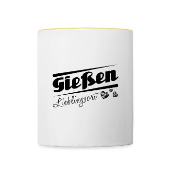 Gießen - Lieblingsort mit Stadtnamen - Tasse zweifarbig - Weiß/Gelb - Vorne