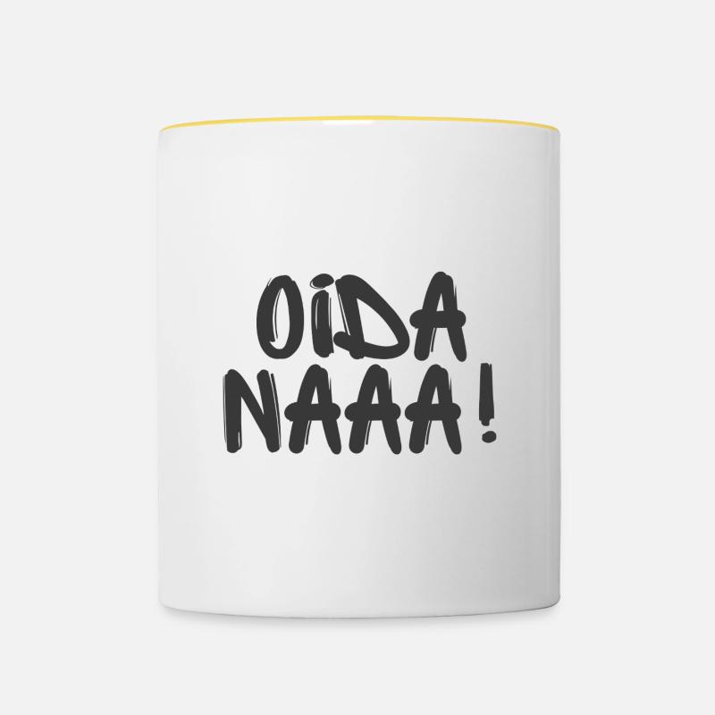 Oida Naaa! - Viennese sayings - Contrasting Mug - white/yellow