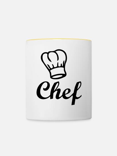 chef de cuisine - Tasse zweifarbig - Weiß/Gelb