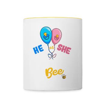 He or She Momma To Bee Best Mom Ever Motherhood - Tasse zweifarbig - Weiß/Gelb - Vorne