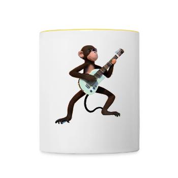 Monkey guitarist - Contrasting Mug - white/yellow - Front