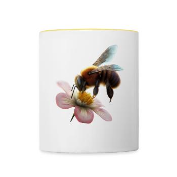 Bee on flower - Contrasting Mug - white/yellow - Front