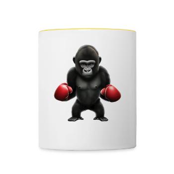 Boxer Gorilla - Contrasting Mug - white/yellow - Front