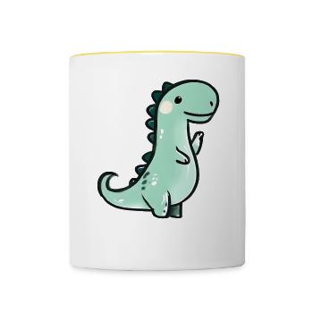 Cute crayon dinosaur - Contrasting Mug - white/yellow - Front