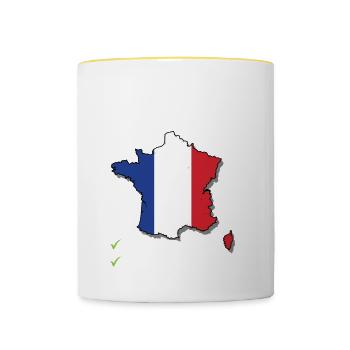 France Bound Country Travel French Flag Vacation - Contrasting Mug - white/yellow - Front