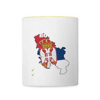 Serbie Bound Country Travel Vacances drapeau serbe - Mug contrasté - blanc/jaune - Devant