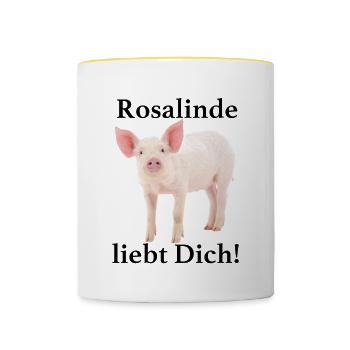 Rosalinde liebt Dich! - Tasse zweifarbig - Weiß/Gelb - Vorne