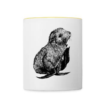Cute Side-Eye Seal - Contrasting Mug - white/yellow - Front