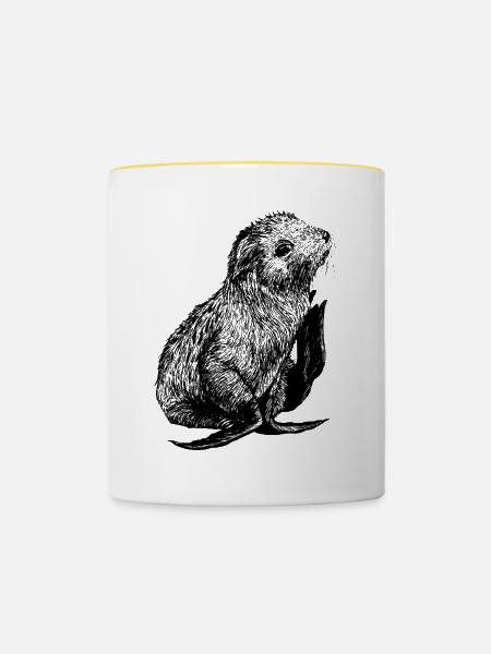 Cute Side-Eye Seal - Contrasting Mug - white/yellow