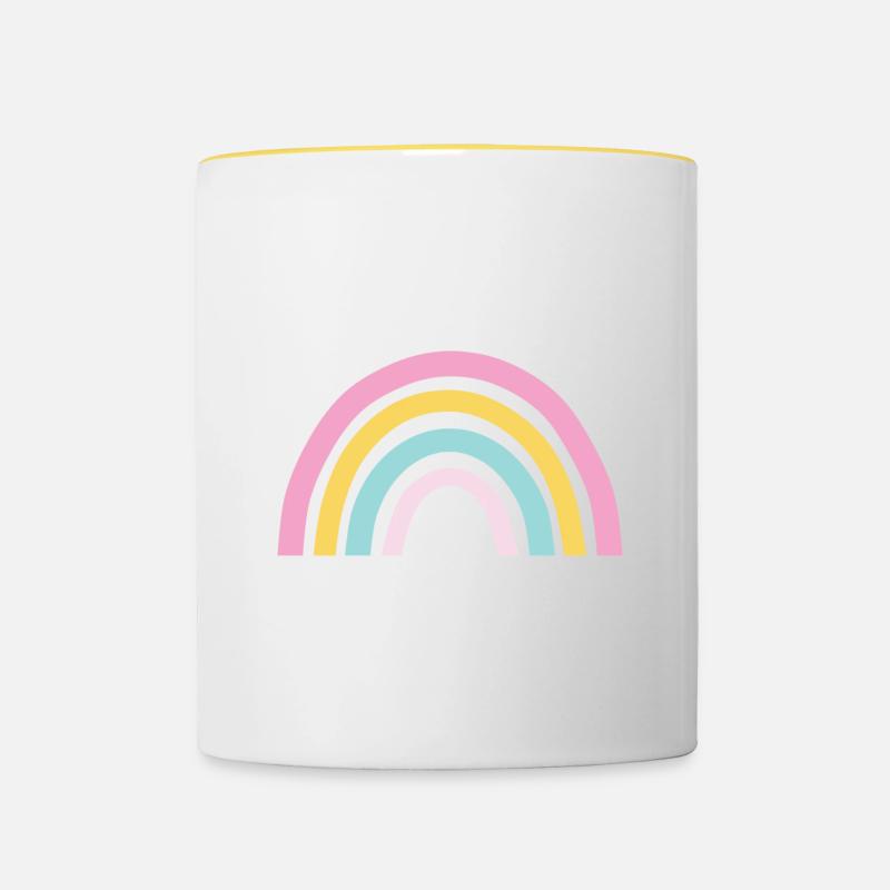 Arc-en-ciel pastel - Mug contrasté - blanc/jaune