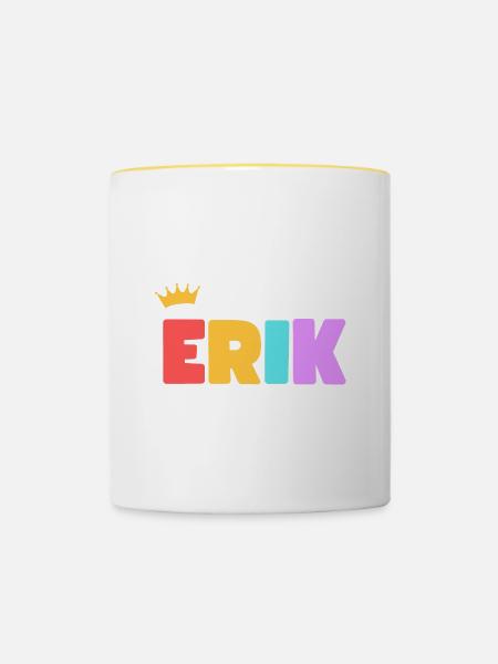 Erik! Personalisierbar - Tasse zweifarbig - Weiß/Gelb