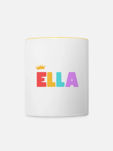 Ella! Personalisierbar - Tasse zweifarbig - Weiß/Gelb